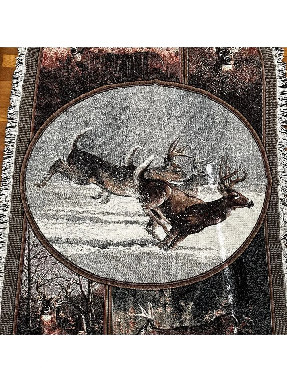 Deer Buck Tapestry Throw Blanket Millette Lodge Cabin Man Cave Home Decor USA